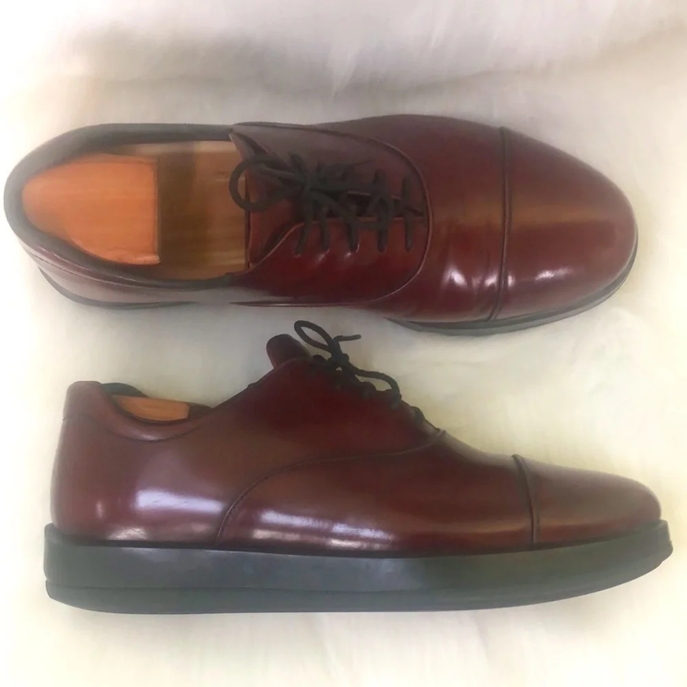 PRADA Men's Burgundy Loafers sz 8 w/ COA - Picture 2 of 11